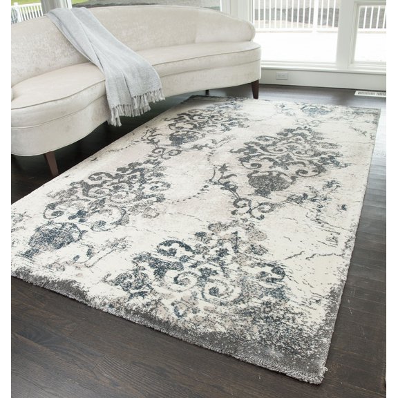 Rugs America Brighton Collection Ivory Stone BH100A Transitional Oriental Area Rug 2' x 4'