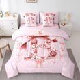 thumbnail image 3 of Castle Fairy Letter Personalized 7 Pieces Bedding Comforter Set,Bowknot Flower Full Bedding Set Lightweight,Pink Red Fitted Sheet Flat Sheet,Lightweight Initial Room Decoration, 3 of 7