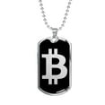 thumbnail image 1 of Bitcoin BTC Crypto Necklace Stainless Steel or 18k Gold Dog Tag 24", 1 of 8