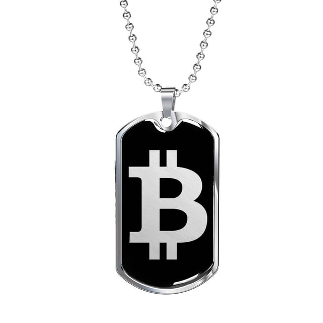Bitcoin BTC Crypto Collier en Acier Inoxydable Ou en or 18 Carats Chien Tag 24"