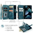thumbnail image 3 of CaseMe Case for iPhone 13 Wallet Case for Women Men, Fashion Durable PU Leather Magnetic Flip Lanyard Strap Wristlet Zipper Card Holder Wallet Phone Case for iPhone 13 6.1-inch,Blue,For iPhone 13, 3 of 11