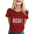 thumbnail image 4 of TODOZO Hot Sale!! Baseball Shirt for Women Baseball Mom Shirt Baseball Letter Graphic Tee Game Day Short Sleeve Tops American Flag Shirts for Women Wine Xxl, 4 of 6