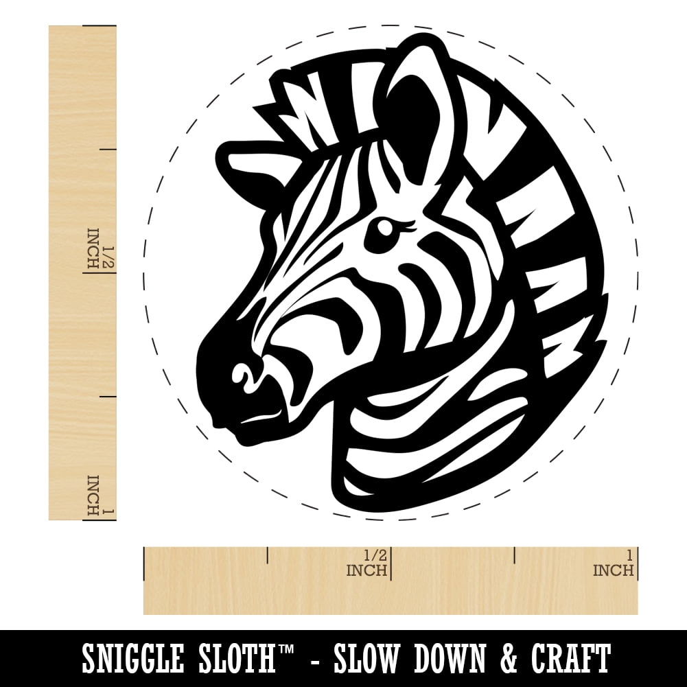 Striped Zebra Head Self-Inking Rubber Stamp Ink Stamper - Yellow Ink - Medium 1 Inch