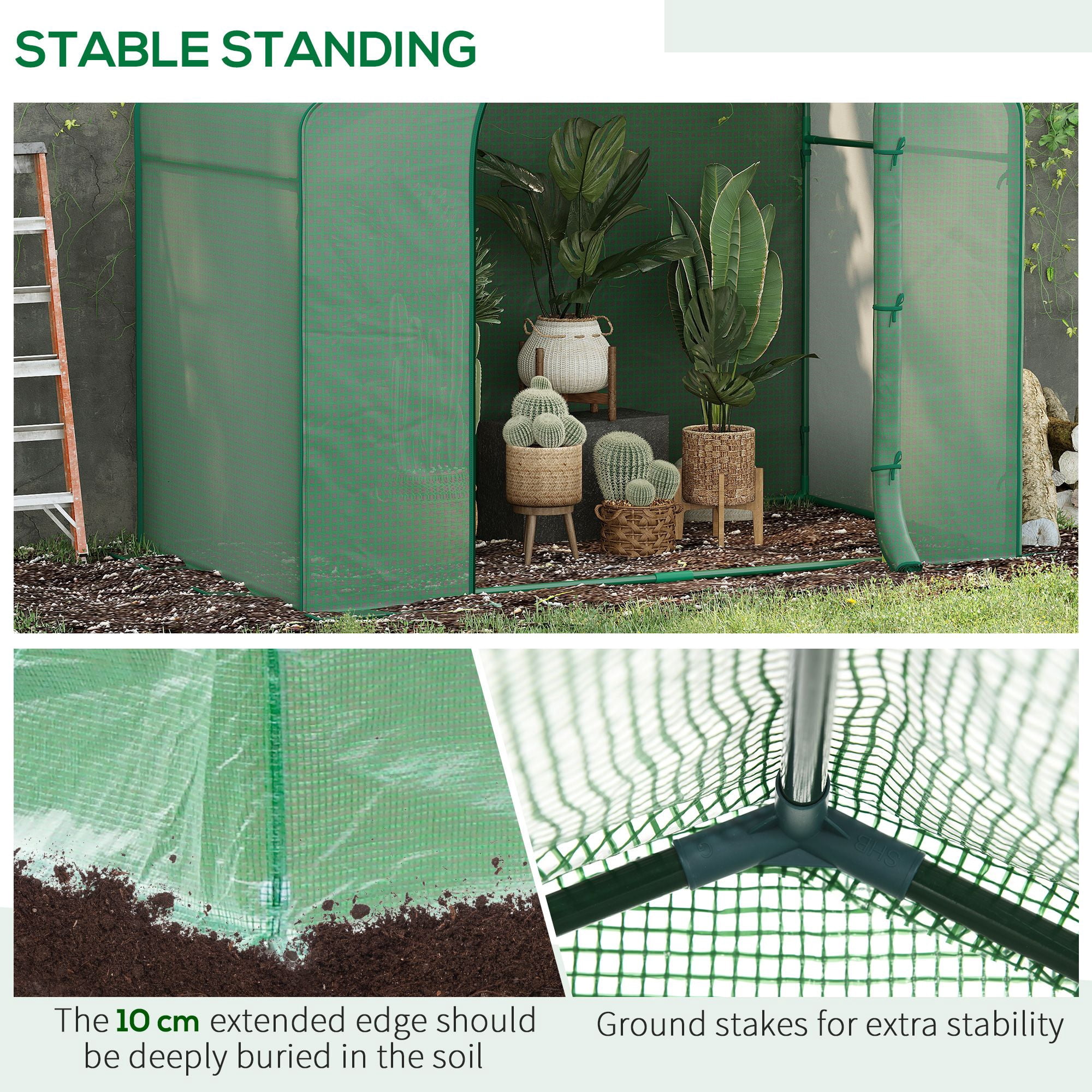 Outsunny 6' x 3' x 5' Walk-In Greenhouse, Powder Coated Steel Frame Garden Hot House with PE Cover, Zipper Door and Top Vent for Growing Vegetables, Flowers in Backyard and Patio