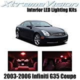 XtremeVision Interior LED for Inifiniti G35 Coupe 2003-2006 12 pcs Red Interior LED Kit + Installation Tool