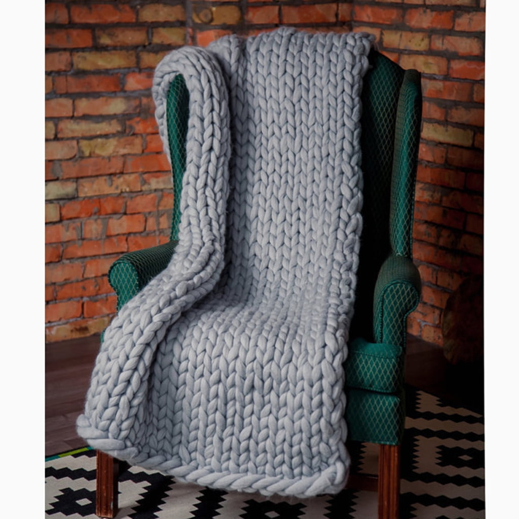 Siruishop Chunky Knit Blanket Thick Yarn Bulky Sofa Knitting Large Throw Gray Gray