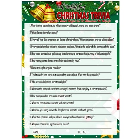 Christmas Trivia Game Cards, 25 Players Xmas Festival Trivia Card ...