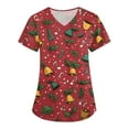thumbnail image 5 of SAATLERI Womens 2 Piece Christmas Scrub Set V Neck Top & Christmas Print Jogger Pants Multi Pocke Nursing Working Uniform Scrubs Outfits, 5 of 6