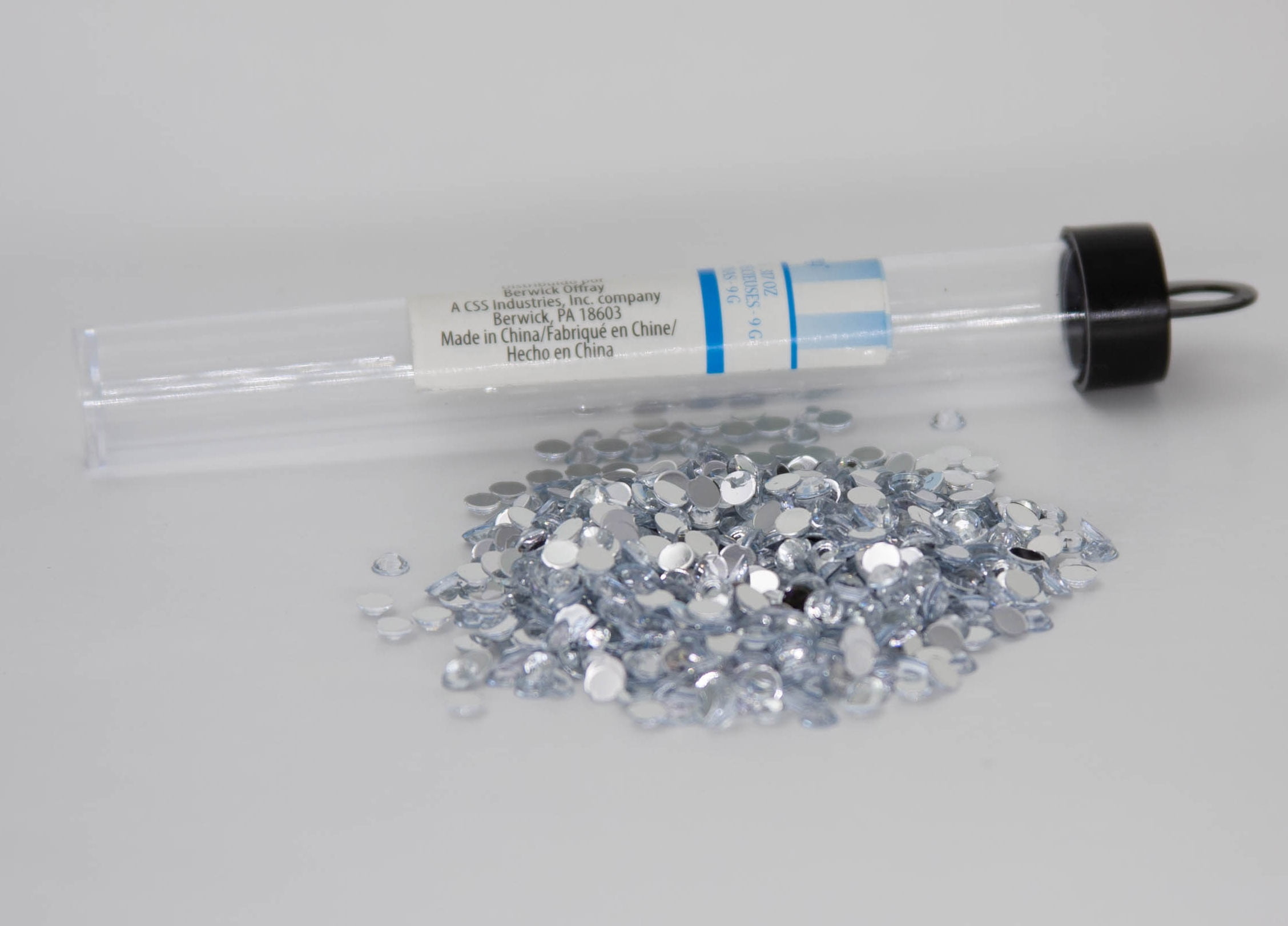 Offray Accessories, Silver Multi Faceted Gems in Tube add a wonderful sparkle to craft projects, .317 ounces, 1 Package