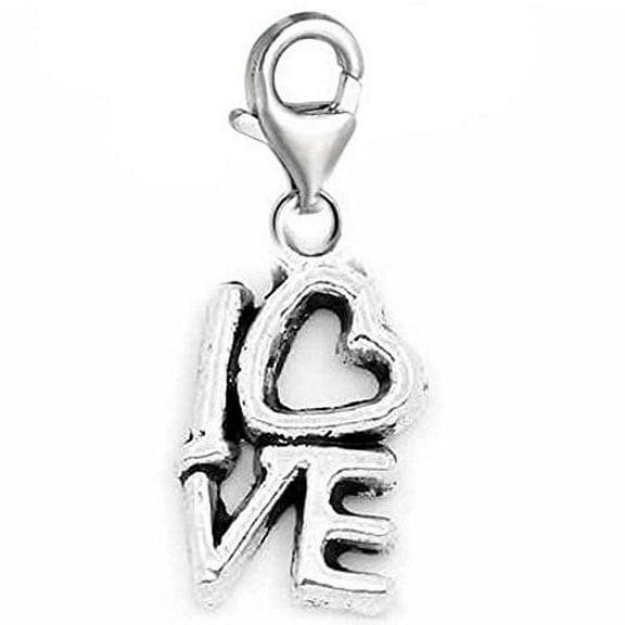 Sexy Sparkles Clip on Love Dangle Charm Pendant for European Clip on Charm Jewelry with Lobster Clasp - Zinc Metal Alloy