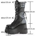 thumbnail image 6 of Platform Ankle Boots for Women Chunky High Heel Booties Punk Goth Round Toe Combat Boots Ladies Lace Up Motorcycle Wedges Boots, 6 of 6