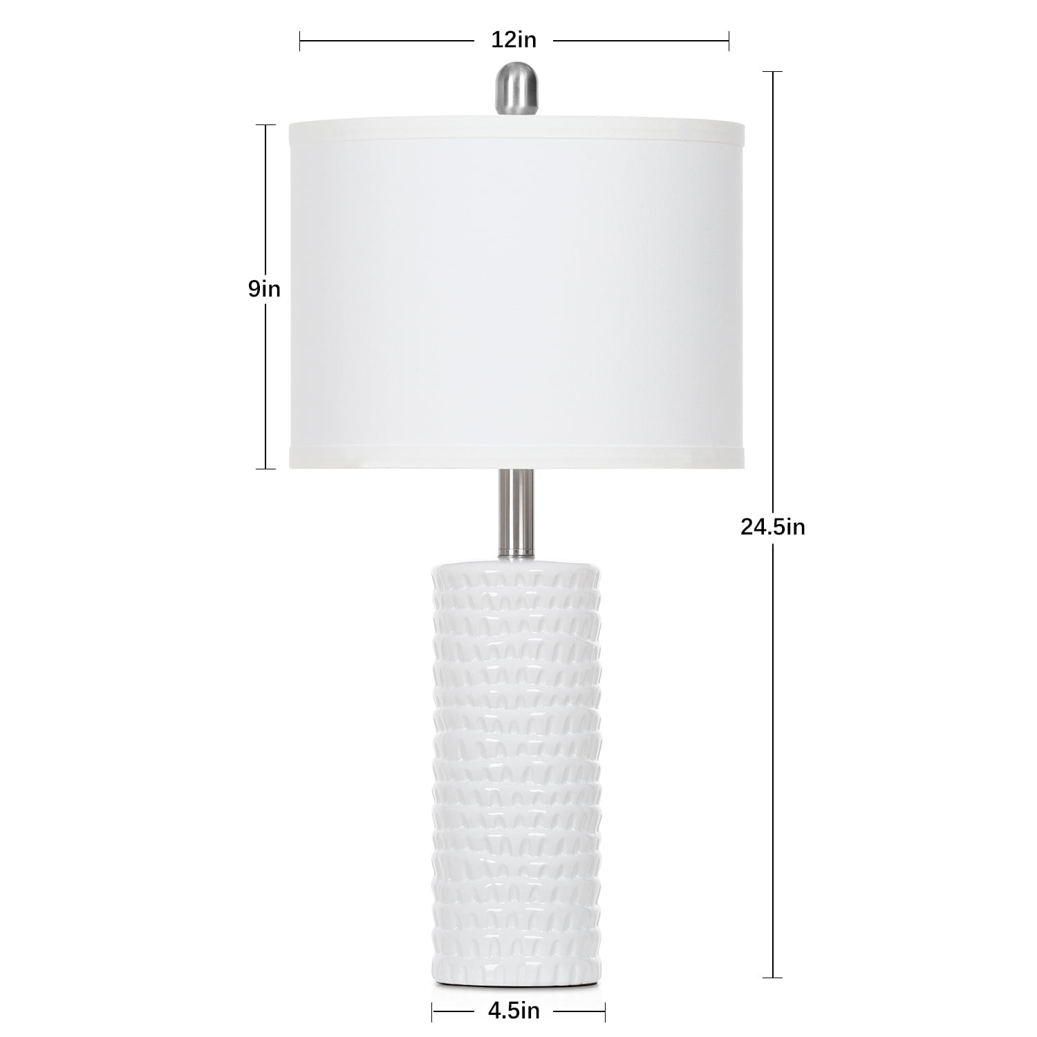 Cinkeda Ceramic Table Lamps Set of 2 for Living Room Bedroom 24" Modern Farmhouse Bedside Nightstand Lamp with White Shade