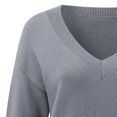 thumbnail image 5 of Cardigan Sweaters for Women Casual Solid Color Long Sleeve V-Neck Loose Knit Pullover Fall Outwear,Grey,M, 5 of 7