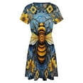 thumbnail image 5 of Watercolor Bumblebee Yellow Sunflowers Women's Dress Short Sleeve Summer Sundress Summer Women Clothes, 5 of 7