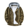 thumbnail image 2 of Kovlvoll Men's Hoodies Long Sleeve Plaid Button down Shirts Fall Loose Casual Lightweight Jackets Tops, 2 of 7