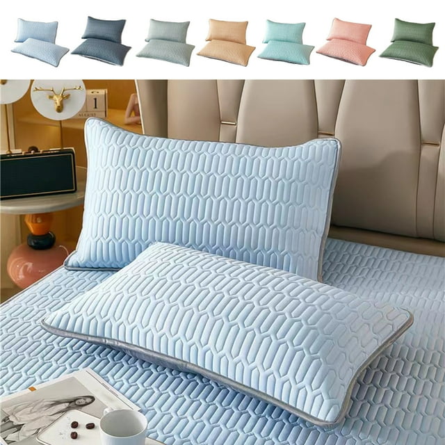Xihbxyly Dia Del Primer Ministro Fundamental Almohada Seda Fresca de Color Solido para Cama de Estudiantes, Dormitorio, Cama Doble