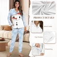 thumbnail image 6 of DISNIMO Lounge Sets for Women Snowman Print Christmas 2 Piece Pj Sets Long Sleeve Pajama Set with Pocket Soft V Neck Sleepwear Button Down Loungewear with Long Pants, 6 of 7