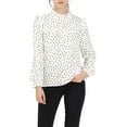 thumbnail image 6 of MODA NOVA Junior's Ruffle Trim Polka Dots Blouse Long Sleeve Blouse White XS, 6 of 6
