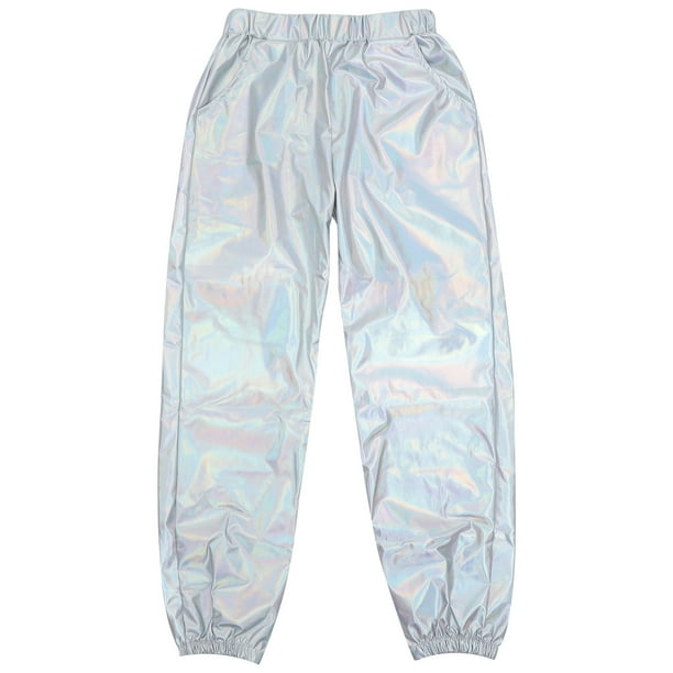 1 pantalón largo de estilo hip hop callejero, brillante, para ocio, deportivo, para mujer, elegante, holgado, transpirable, para niña y mujer.