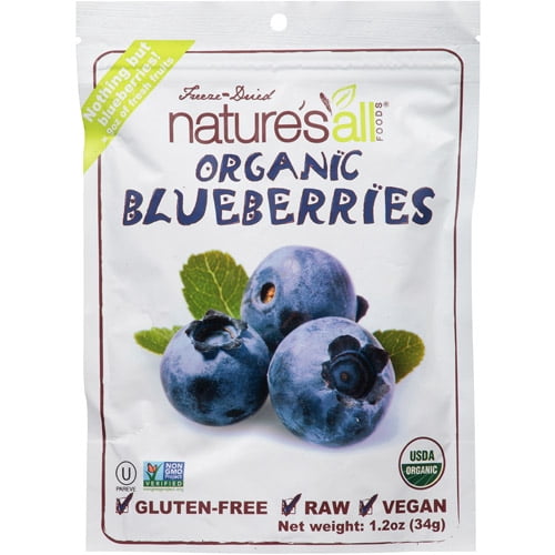 Nature's All Foods Organic FreezeDried Blueberries, 1.2 oz, (Pack of