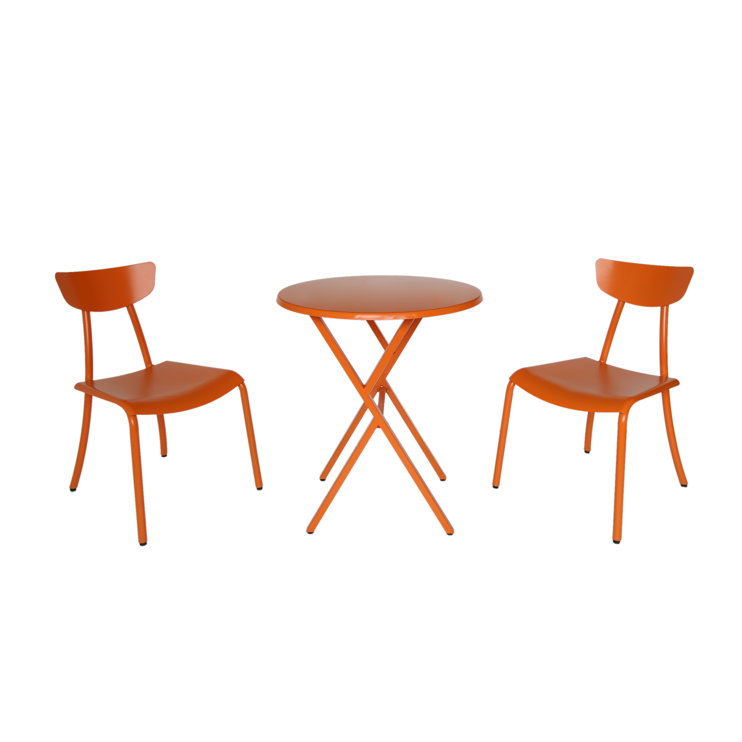 Fletcher Outdoor 3 Piece Iron Bistro Set, Matte Orange