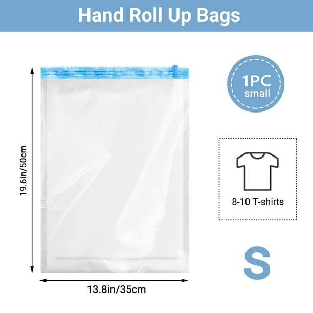 Paquete de 8 bolsas de compresión enrollables, bolsas de almacenamiento al vacío reutilizables para organizador de viaje, ahorro de espacio en maleta, No requiere bomba