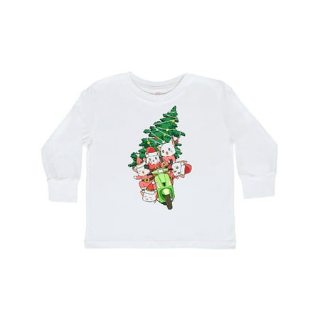 

Inktastic Kawaii Cats Christmas Scooter Gift Toddler Boy or Toddler Girl Long Sleeve T-Shirt