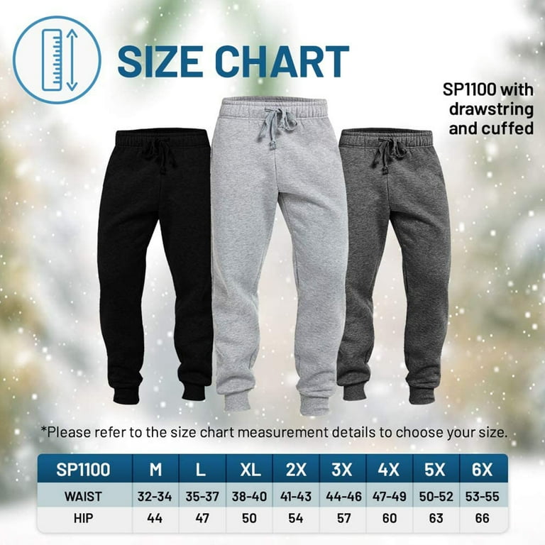 JMR USA INC Men's Fleece Pants with Pockets Cuffed Bottom Track Pants  Joggers for Men, Heather Gray 2XL 