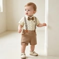thumbnail image 6 of Auroural Boys Clothes 6-9 Months Infant and Toddler Short Sleeve Bodysuit Crawling Suit Top and Rompers Pants Set, 6 of 8