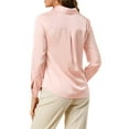 thumbnail image 4 of INSPIRE CHIC Inspired Women's Elegant Shirts V Neck Point Collar Long Sleeve Smooth Satin Blouse M Light Pink, 4 of 8
