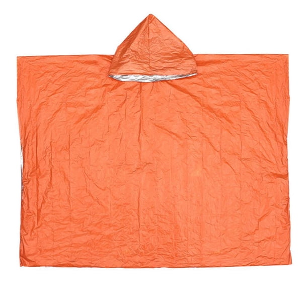 Chubasquero multifuncional para adultos, chubasquero reversible de película de aluminio (naranja)