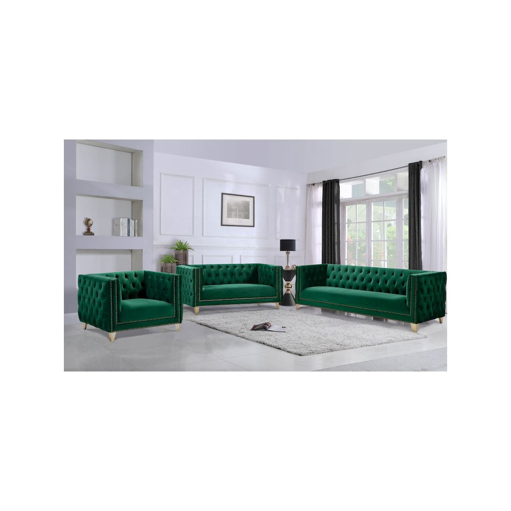 Meridian Furniture Michelle Green Velvet Sofa