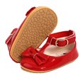 thumbnail image 5 of Baby Princess Cute Solid Color Pu Leather Bowknot Casual Children's Shoes Red, 6-12 Months, 5 of 6