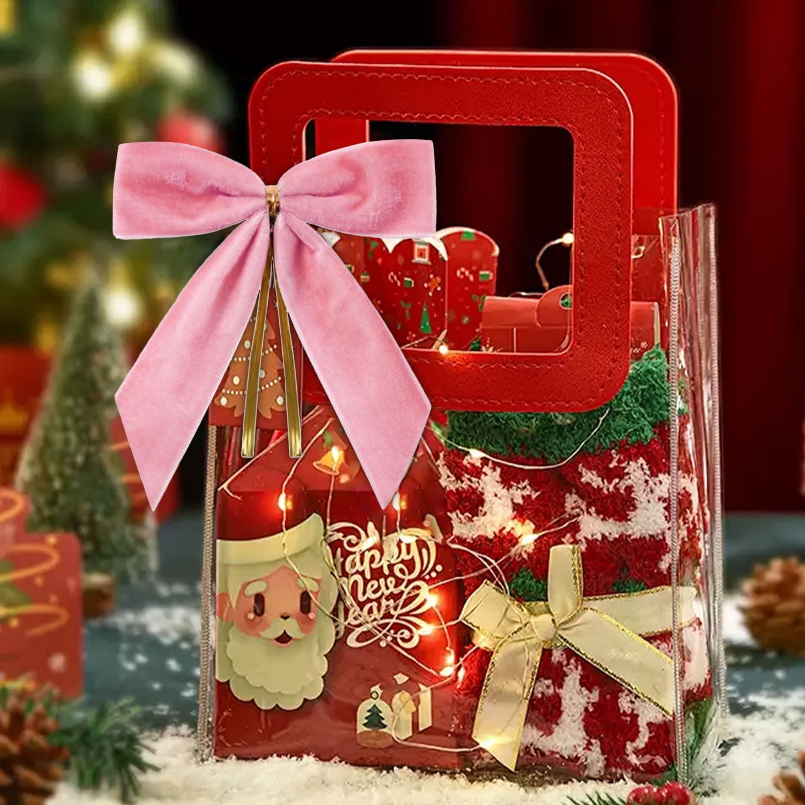 24pcs Velvet Christmas Bows for Christmas Tree Wreath Gift Wrap Crafts Wedding Party Bows for Snack Baking Candy Bags Home Decoration 3.54inx3.54in