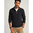 thumbnail image 2 of Olaglory Men's Quarter Zip Sweater Pullover Slim Fit Casual Classic Mock Neck Long Sleeve Polo Sweaters for Men, Black, 2 of 9