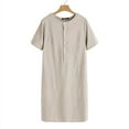 thumbnail image 3 of Celmia Women All-match Round Neck Short Sleeve Shirt Dress with Pocket, 3 of 4