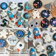 thumbnail image 3 of Space Cookie Cutters, Outer Space Fondant Stamper Set, Spaceship Astronaut Rocket Moon Star Planet Circle Pastry Biscuit Cake Baking Mold for Space Astronaut Themed Party Supplies, 3 of 7