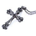 thumbnail image 2 of Womens Black Silver Clear Crystal Rhinestones Celtic Holy Cross Pendant Necklace, Black, 2 of 7