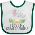 thumbnail image 3 of Inktastic I Love My Great Grandma Cute Elephants and Spring Flowers Boys or Girls Baby Bib, 3 of 4