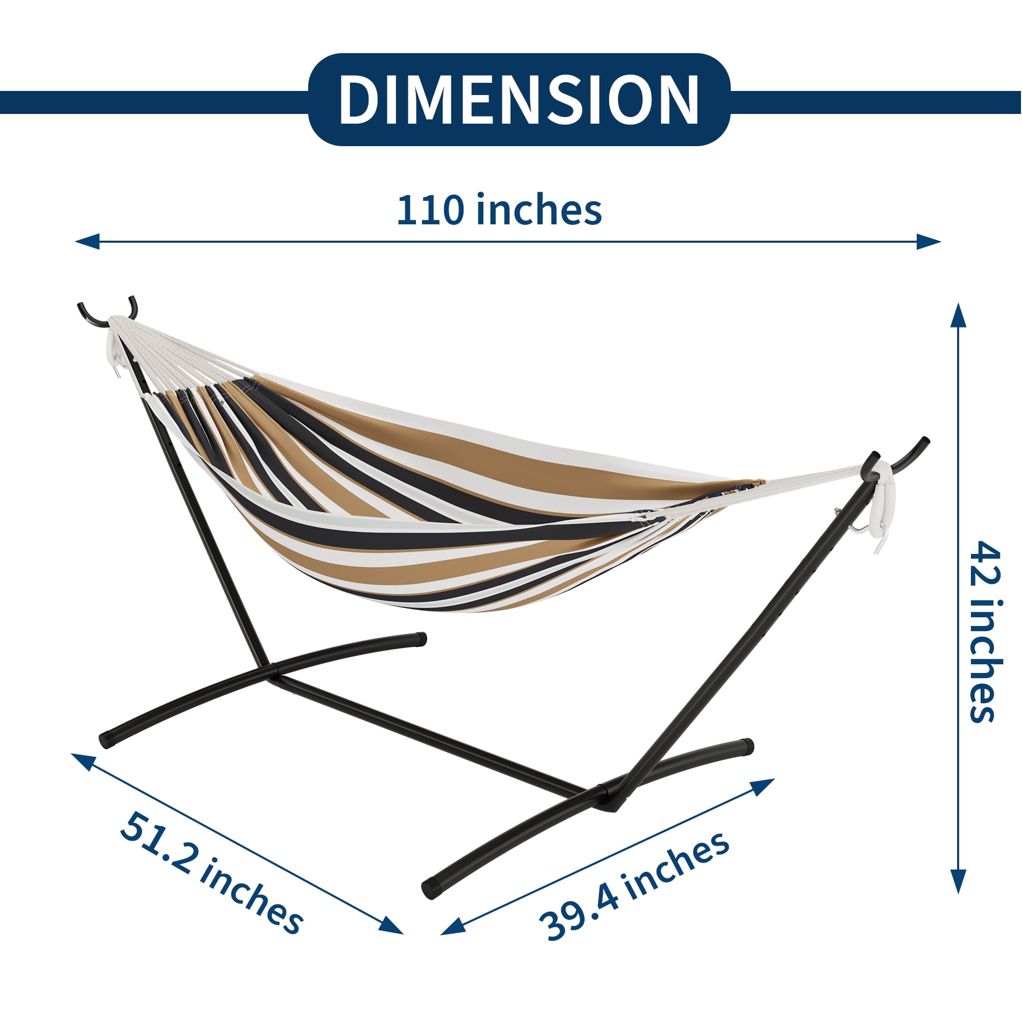 COZONY 2-Person Hammock with Steel Stand, 450lb Capacity, Portable Cotton Rope Bed, Carry Bag Included