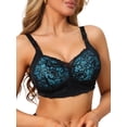 thumbnail image 4 of INSPIRE CHIC Women's Lace V-Neck Full Coverage Bra Wireless Push Up Soft Cup Breathable Minimizers B 36 Dark Green, 4 of 5