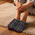 thumbnail image 5 of POLERO Women's Slippers Colorful Bat Print Fuzzy House Slippers for Women Indoor Closed Toe Slide for Ladies Halloween Bedroom Shoes, 5 of 7