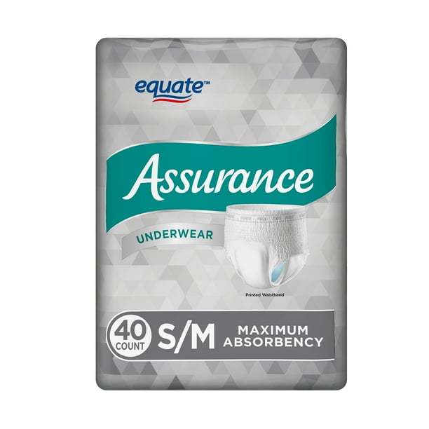 Equate Assurance Underwear for Men, Maximum, S/M, 40 Ct