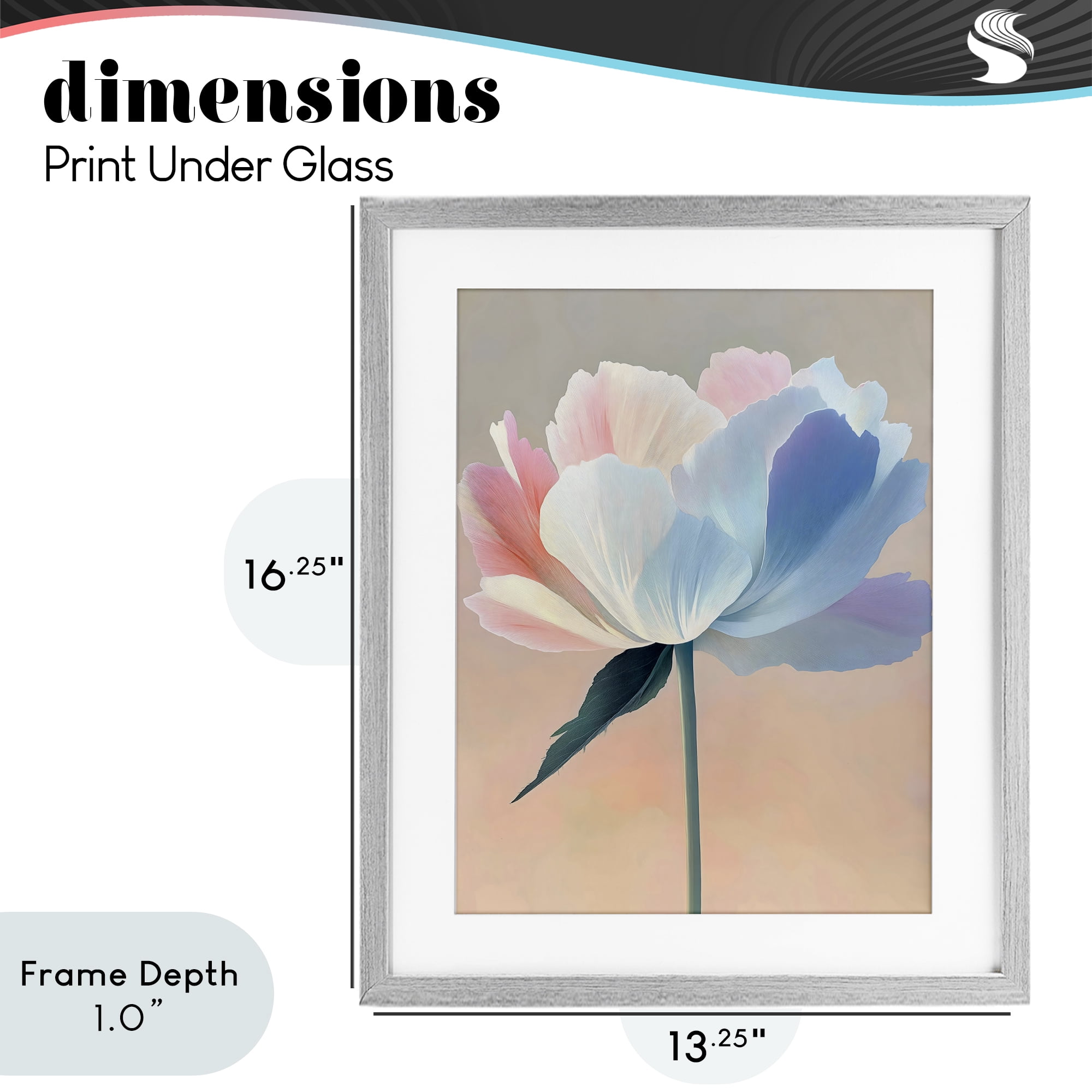 Stupell Industries Pink & Blue Flower Serenity Gray Framed Print Under Glass, design by The Prints Vibe