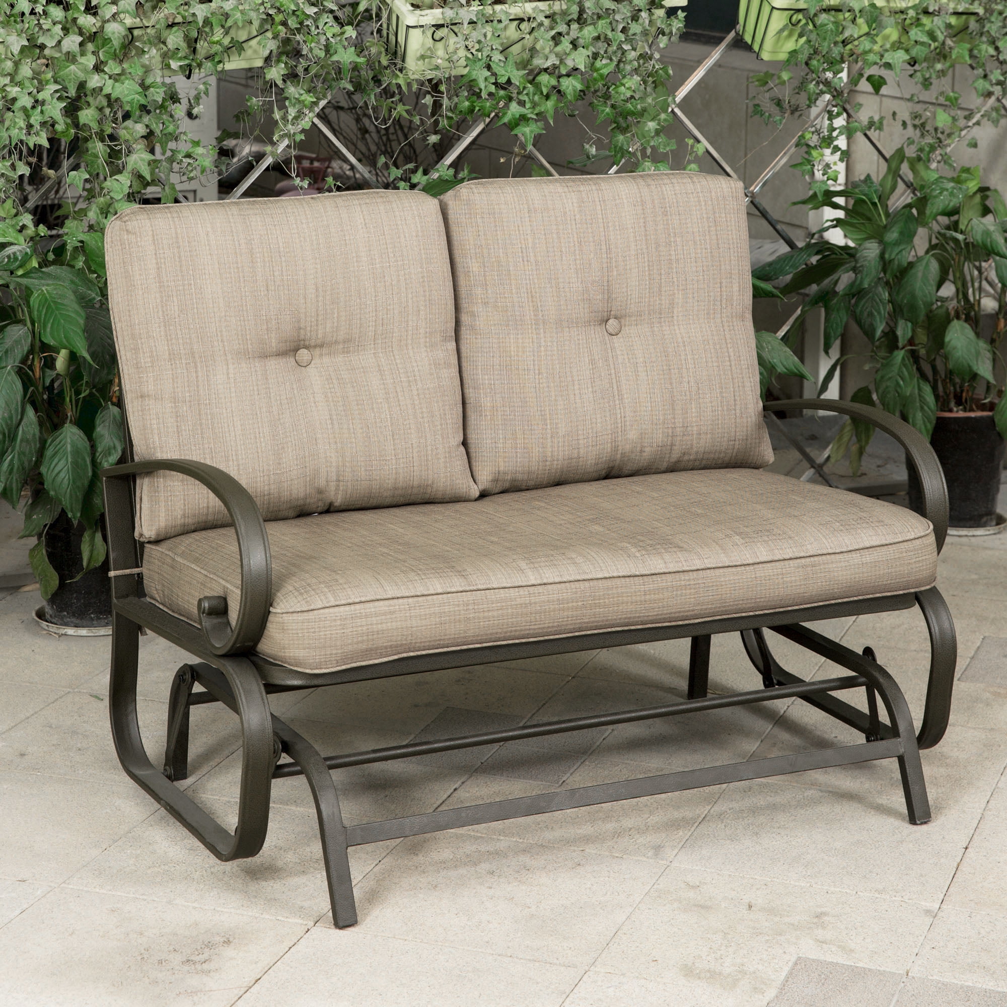Brick Red Patio Seating Cloud Mountain Patio Glider Bench Outdoor