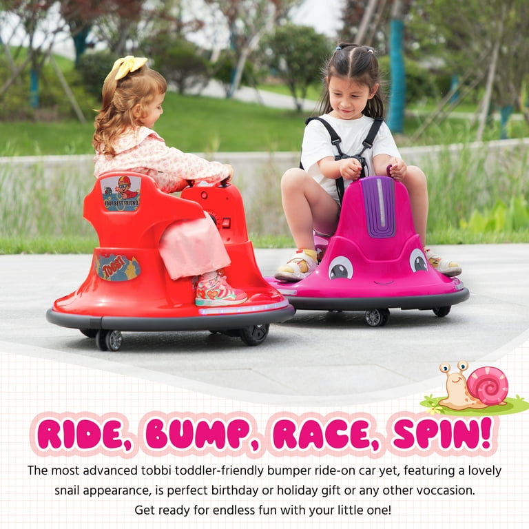 TOBBI 12V Bumper Car for Kids Toddlers Ride on Toys with Remote Control Music LED Lights 360 Degree Spin Age 3 8 Rose Red