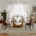 thumbnail image 2 of POVISON 71" Modern Dining Table for 4-6, Rectangular White Glossy Sintered Stone Dining Table with Bronze Carbon Steel Legs, 2 of 14