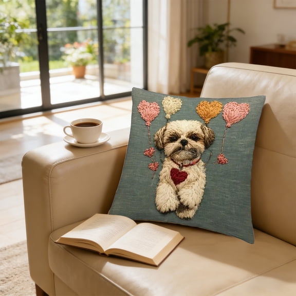18x18 Inch Pet Pillow Cover, Textured Animal Print Decorative Pillow Case for Couch Sofa, Polyester Square Accent Pillow Cover, Machine Washable Dog Themed Home Decor