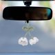 thumbnail image 1 of Accesorio colgante de coche de ganchillo, adorno hecho a mano con 2 lindas flores de lirio de los valles para decoración de coche, llavero, blanco, 1 of 6
