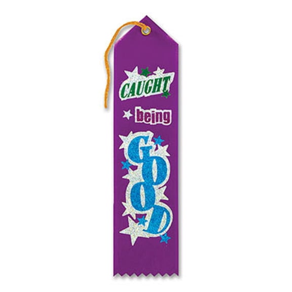 Pack of 6 Purple "Caught Being Good Award" School Award Ribbon Bookmarks 8"